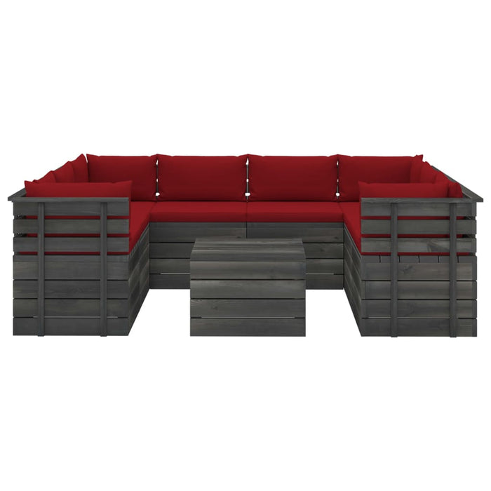 Set mobilier grădină paleți, 9 piese, cu perne, lemn masiv pin WALTI