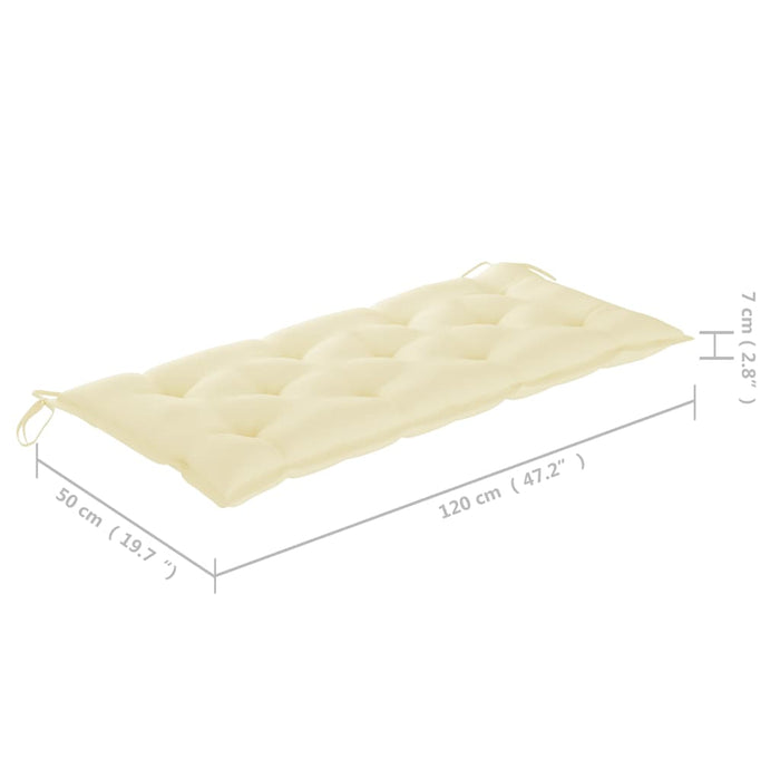 Bancă Batavia cu pernă crem, 120 cm lemn masiv tec WALTI