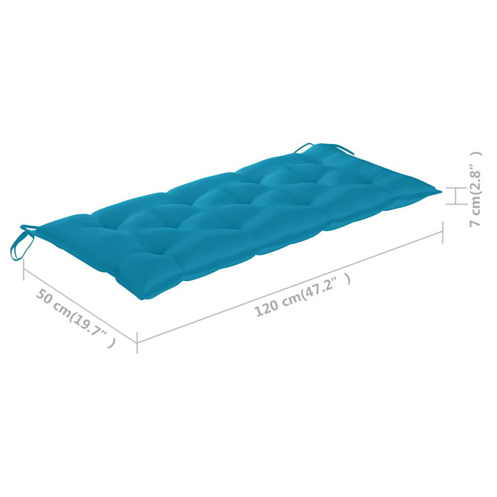 Bancă Batavia cu pernă albastru deschis, 120 cm lemn masiv tec WALTI
