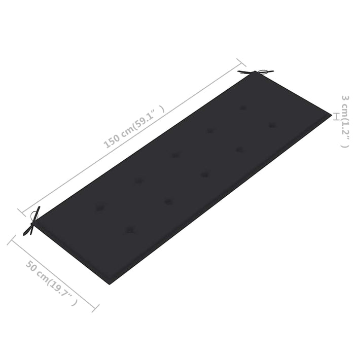 Bancă Batavia cu pernă antracit, 150 cm, lemn masiv tec WALTI