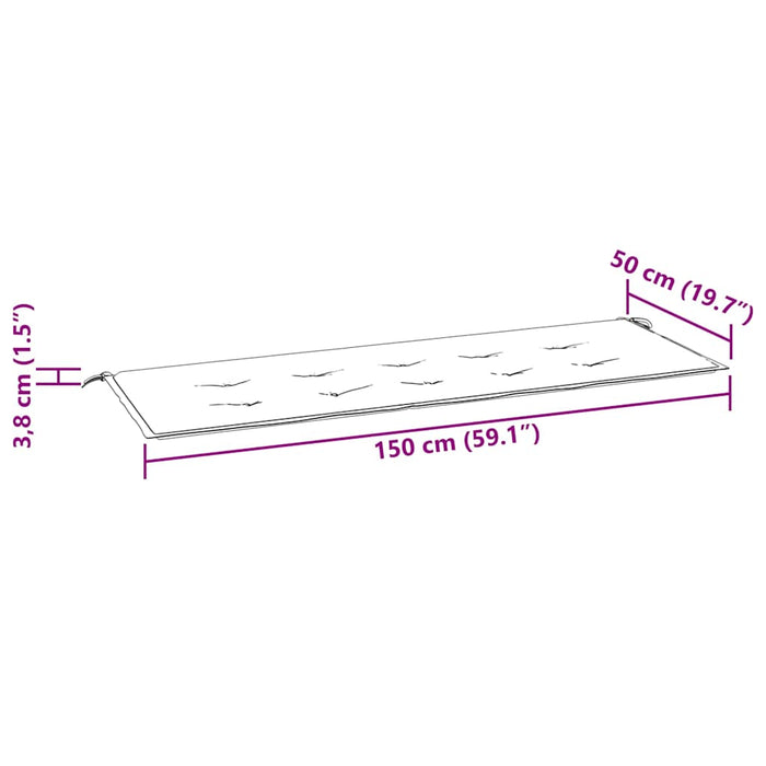 Bancă Batavia cu pernă gri, 150 cm, lemn masiv de tec WALTI