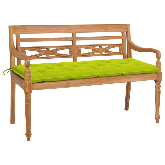 Bancă Batavia cu pernă verde aprins, 150 cm, lemn masiv tec WALTI