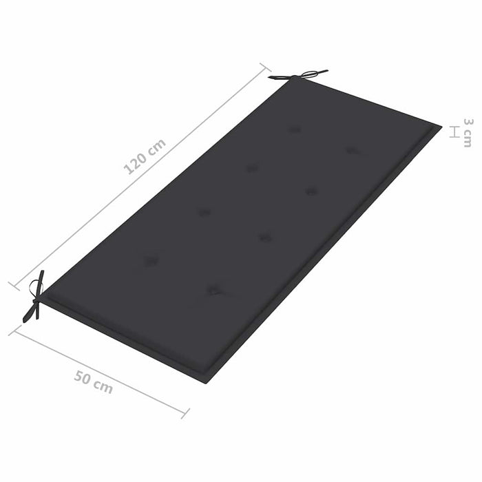 Bancă de grădină cu pernă antracit, 120 cm, lemn masiv tec WALTI