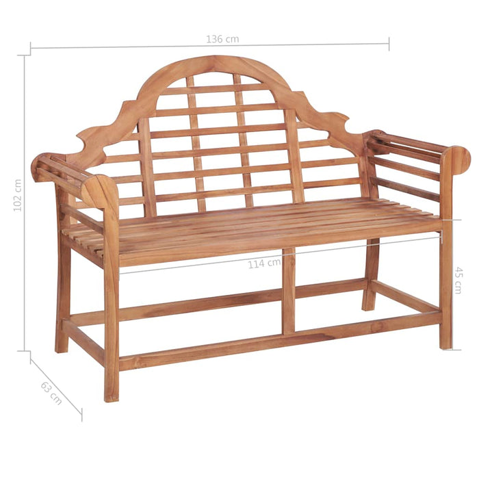 Bancă de grădină, pernă crem, 120 cm, lemn masiv tec WALTI