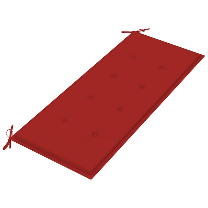 Bancă grădină, cu pernă roșie, 120 cm, lemn masiv tec WALTI