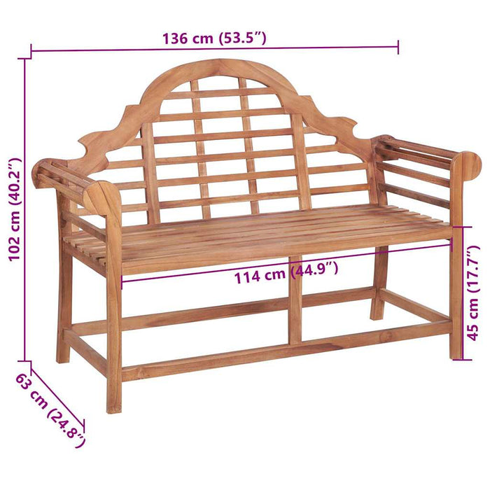 Bancă de grădină, pernă gri taupe, 120 cm, lemn masiv tec WALTI
