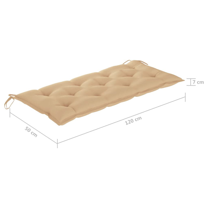 Bancă de grădină, pernă bej, 120 cm, lemn masiv tec WALTI