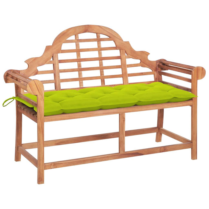 Bancă de grădină, pernă verde crud, 120 cm, lemn masiv de tec WALTI