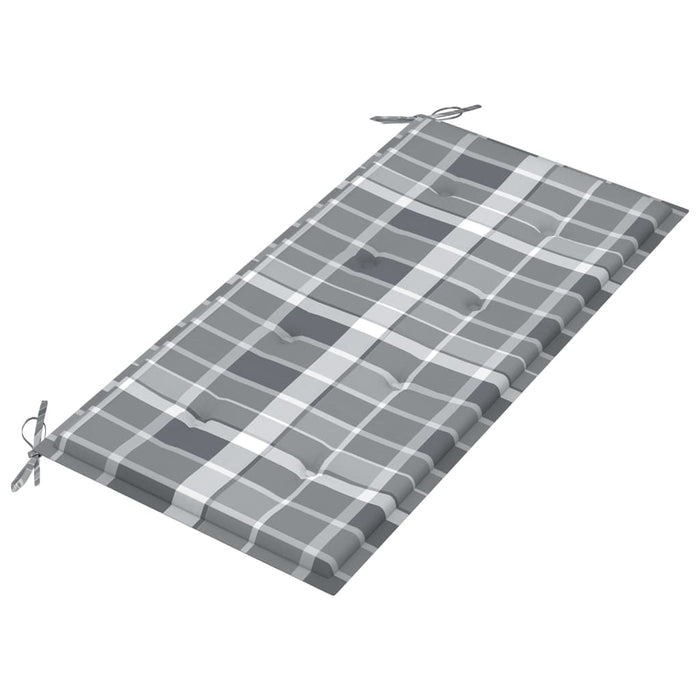 Bancă de grădină, pernă gri carouri, 112 cm, lemn masiv tec - WALTI WALTI