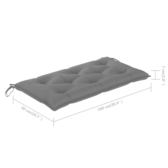 Bancă de grădină, cu pernă gri, 112 cm, lemn masiv de tec WALTI