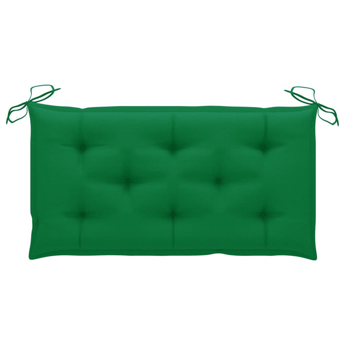 Bancă de grădină, cu pernă verde, 112 cm, lemn masiv de tec WALTI