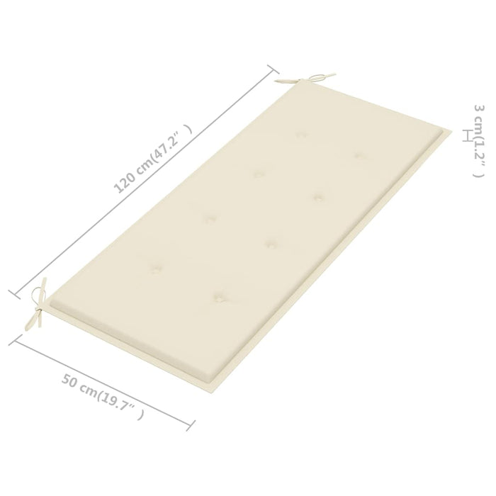 Bancă de grădină, pernă crem, 120 cm, lemn masiv tec WALTI