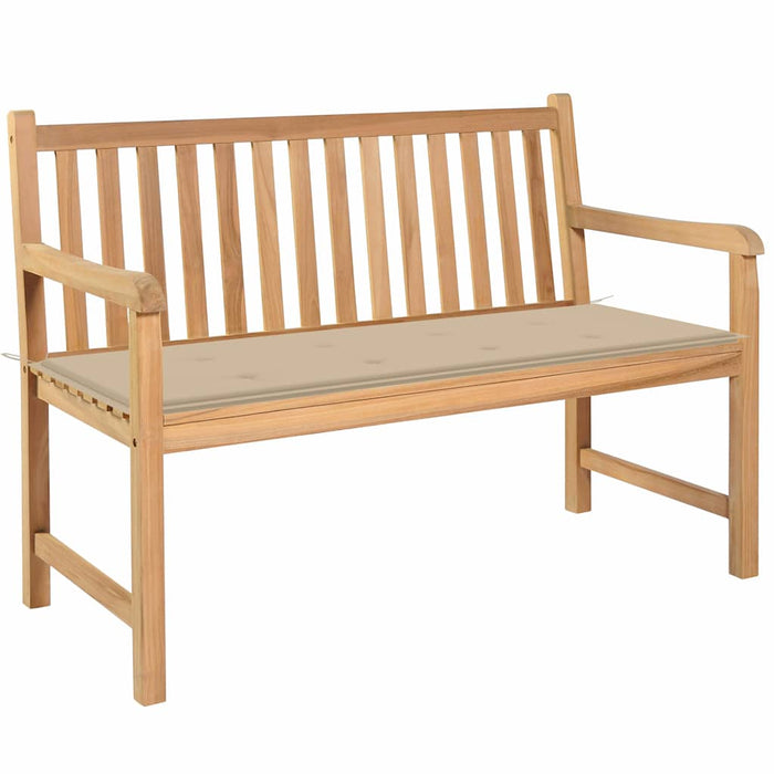 Bancă de grădină, pernă bej, 120 cm, lemn masiv tec WALTI