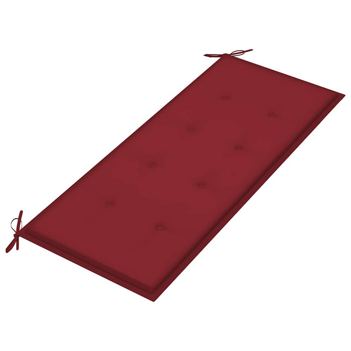 Bancă de grădină, cu pernă roșu vin, 120 cm, lemn masiv de tec WALTI