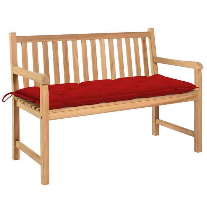 Bancă grădină cu pernă roșie, 120 cm, lemn masiv tec WALTI