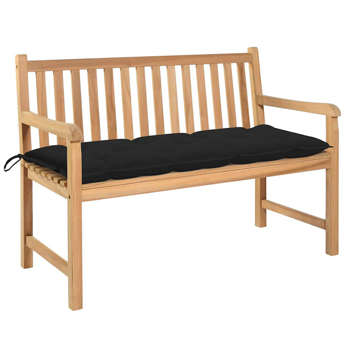 Bancă de grădină cu pernă neagră, 120 cm, lemn masiv tec WALTI