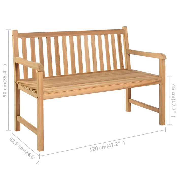 Bancă de grădină cu pernă neagră, 120 cm, lemn masiv tec WALTI