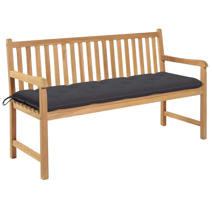 Bancă grădină cu pernă antracit, 150 cm, lemn masiv tec WALTI