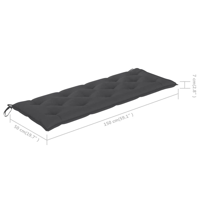 Bancă grădină cu pernă antracit, 150 cm, lemn masiv tec WALTI