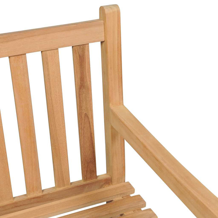 Bancă grădină cu pernă alb crem, 150 cm, lemn masiv tec WALTI