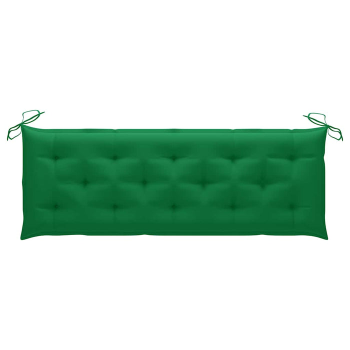 Bancă grădină cu pernă verde, 150 cm, lemn masiv tec WALTI
