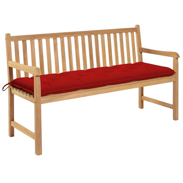 Bancă grădină cu pernă roșie, 150 cm, lemn masiv tec WALTI