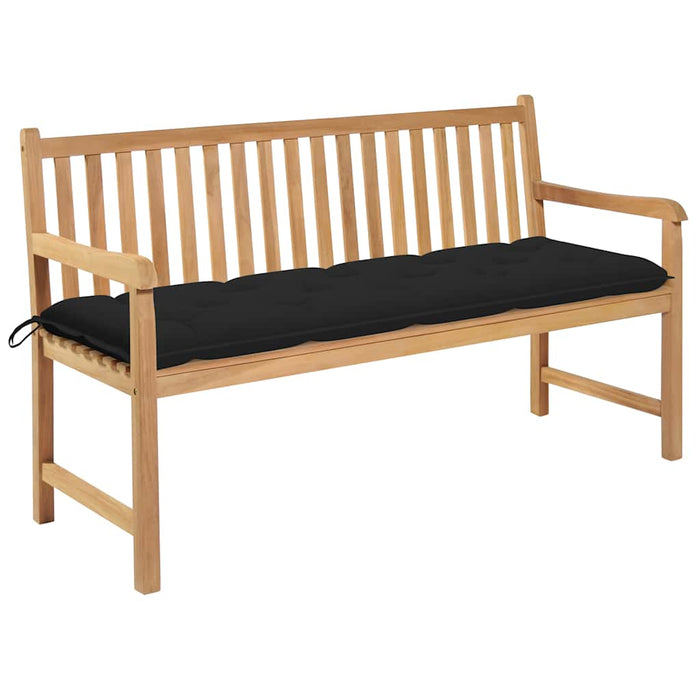 Bancă grădină cu pernă neagră, 150 cm, lemn masiv tec WALTI