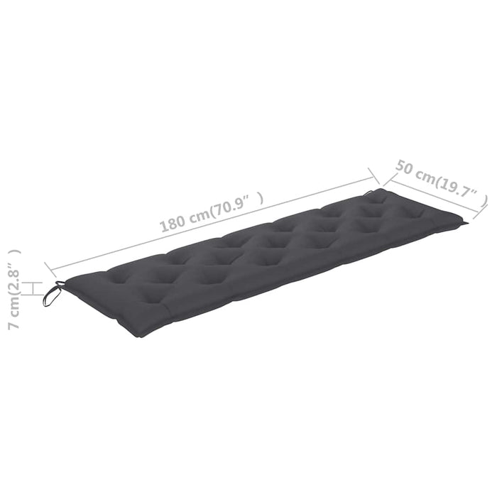 Bancă de grădină, pernă antracit, 175 cm, lemn masiv de tec WALTI