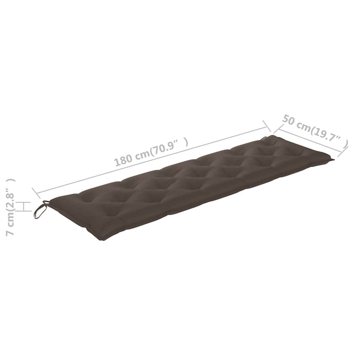 Bancă de grădină, pernă gri taupe, 175 cm lemn masiv tec WALTI