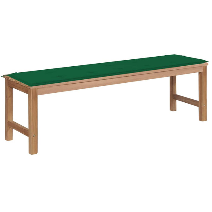 Bancă de grădină, cu pernă verde, 150 cm, lemn masiv de tec WALTI