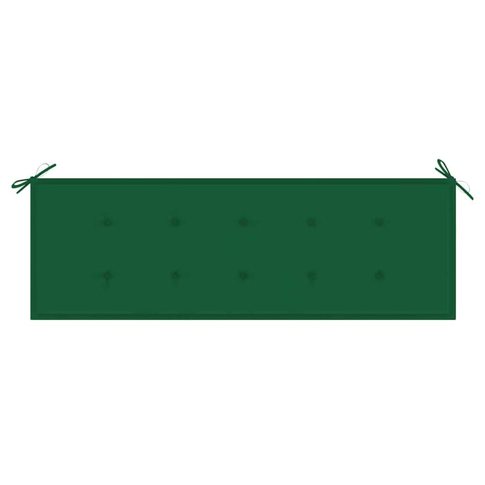 Bancă de grădină, cu pernă verde, 150 cm, lemn masiv de tec WALTI