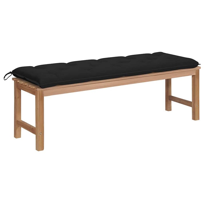 Bancă de grădină, cu pernă neagră, 150 cm, lemn masiv de tec WALTI
