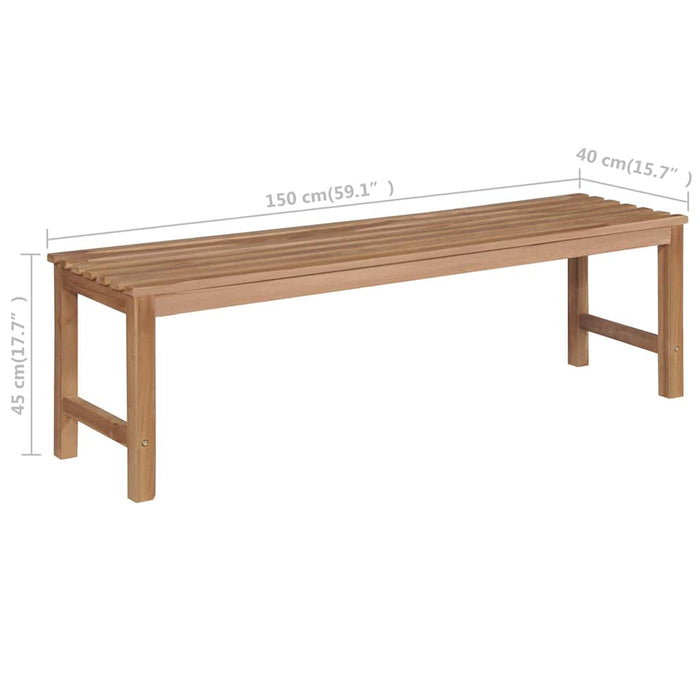 Bancă de grădină, cu pernă neagră, 150 cm, lemn masiv de tec WALTI