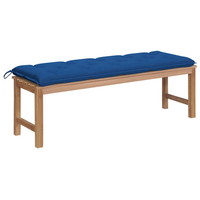 Bancă de grădină, cu pernă albastră, 150 cm, lemn masiv de tec WALTI