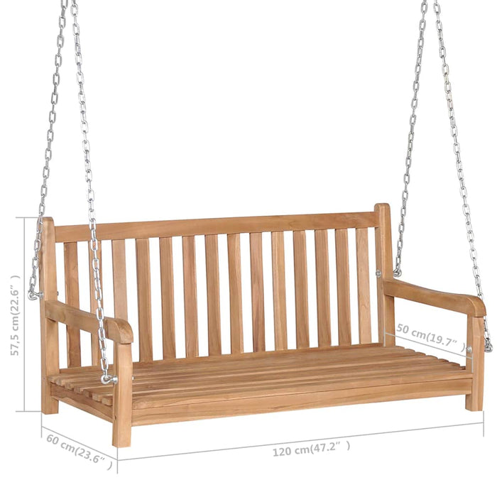 Balansoar cu pernă albastru deschis, 120 cm lemn masiv tec WALTI