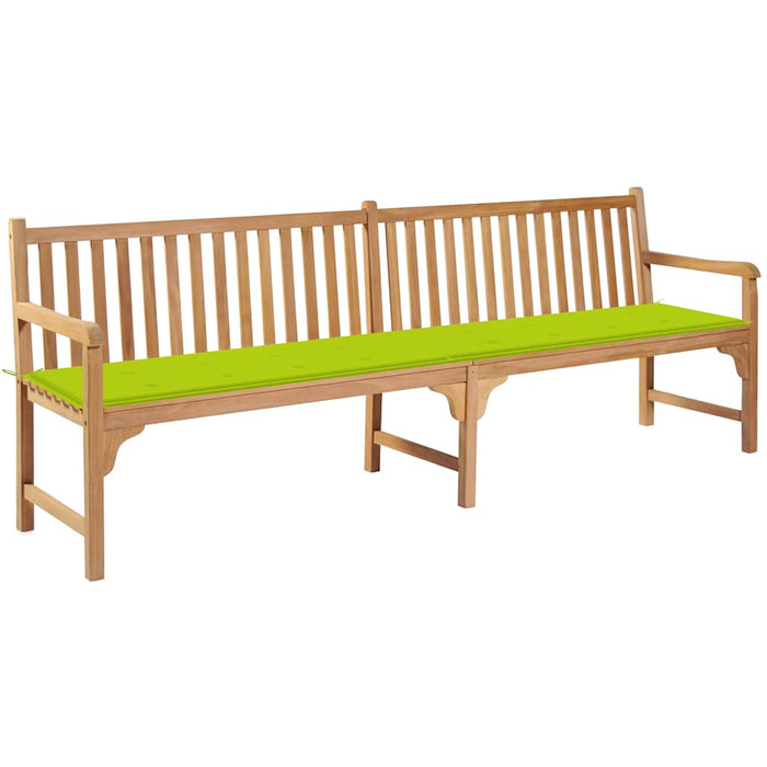 Bancă de grădină, pernă verde aprins, 240 cm, lemn masiv tec WALTI