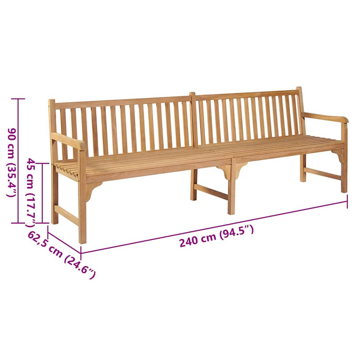 Bancă de grădină, pernă verde aprins, 240 cm, lemn masiv tec WALTI