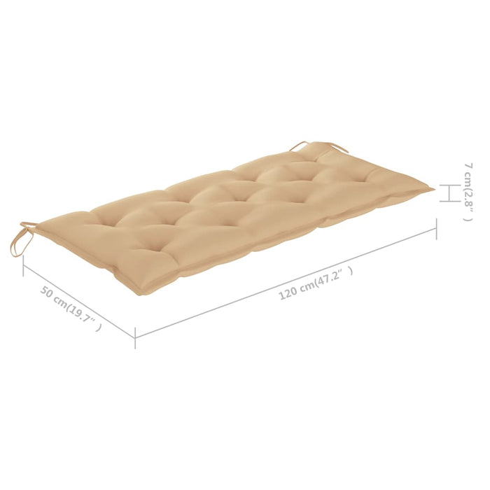 Bancă de grădină cu pernă, 120 cm, lemn masiv tec WALTI