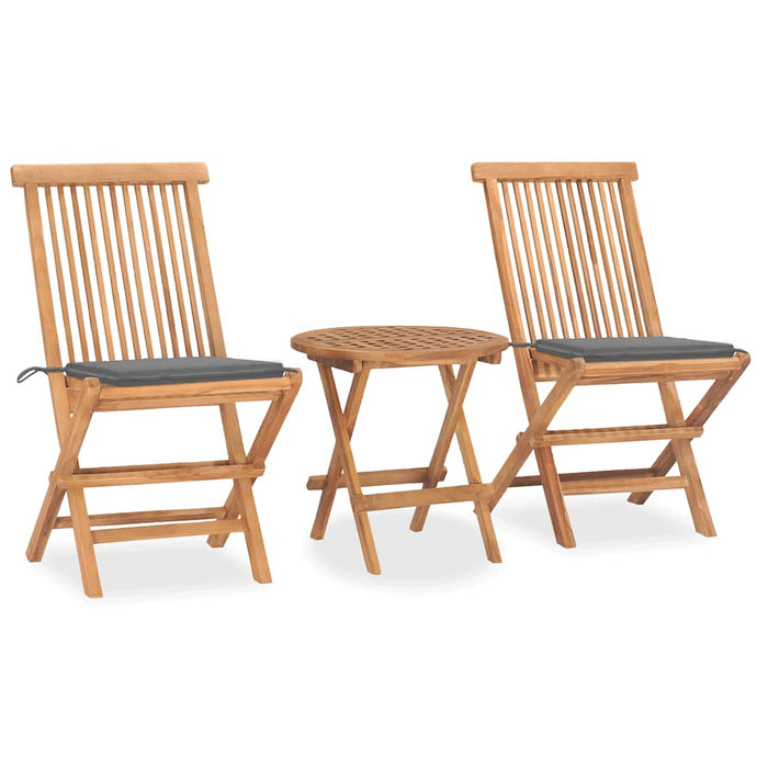 Set mobilier exterior pliabil cu perne, 3 piese, lemn masiv tec WALTI