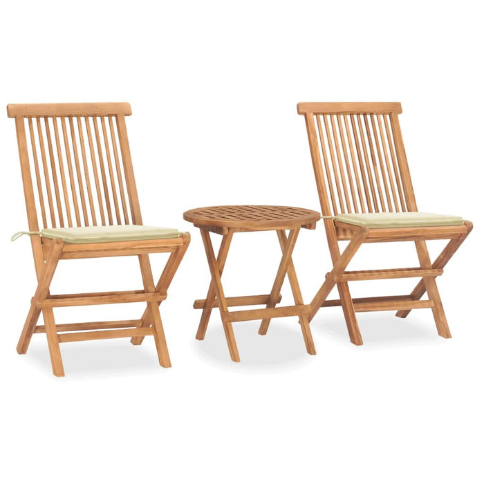 Set mobilier exterior pliabil cu perne 3 piese lemn masiv tec - WALTI WALTI