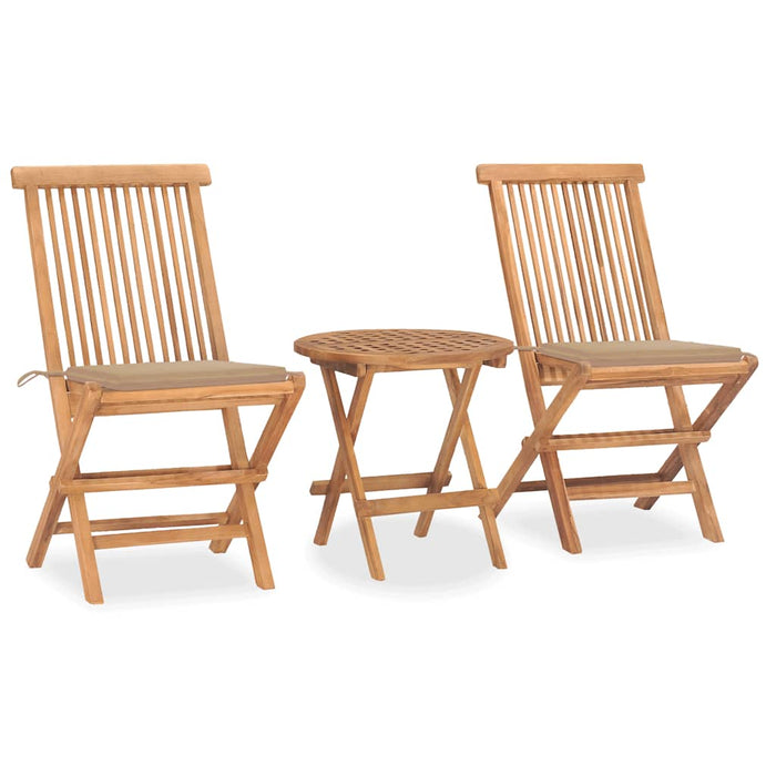 Set mobilier exterior pliabil cu perne, 3 piese, lemn masiv tec - WALTI WALTI