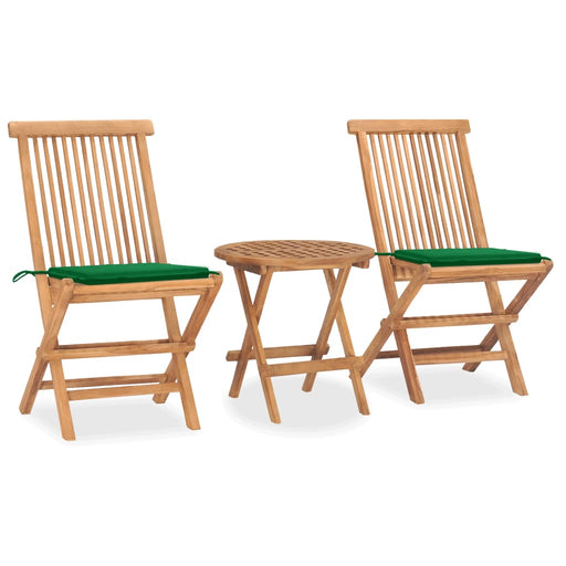 Set mobilier exterior pliabil cu perne, 3 piese, lemn masiv tec - WALTI WALTI