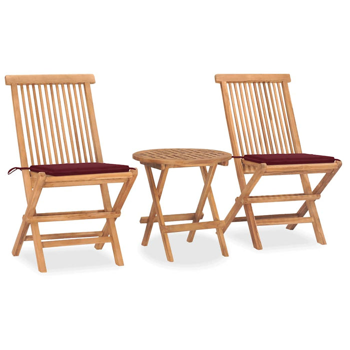 Set mobilier exterior pliabil cu perne, 3 piese, lemn masiv tec - WALTI WALTI