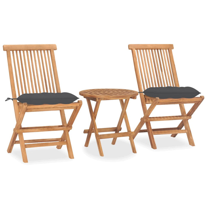 Set mobilier exterior pliabil cu perne, 3 piese, lemn masiv tec WALTI