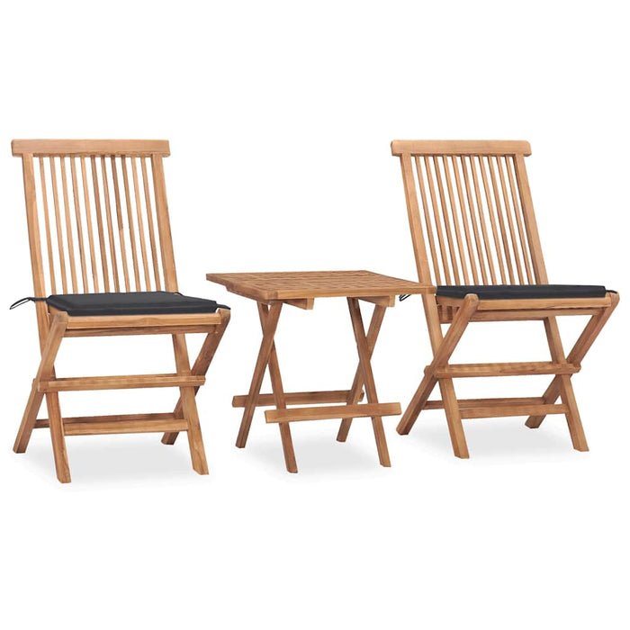 Set mobilier exterior pliabil cu perne, 3 piese, lemn masiv tec WALTI