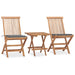 Set mobilier exterior pliabil cu perne, 3 piese, lemn masiv tec - WALTI WALTI