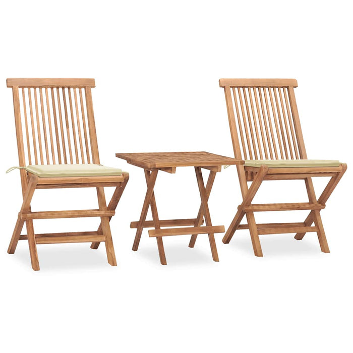Set mobilier exterior pliabil cu perne, 3 piese, lemn masiv tec - WALTI WALTI