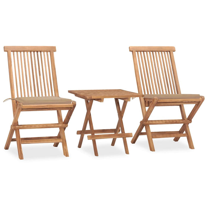 Set mobilier exterior pliabil cu perne, 3 piese, lemn masiv tec - WALTI WALTI