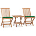 Set mobilier exterior pliabil cu perne, 3 piese, lemn masiv tec - WALTI WALTI