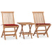 Set mobilier exterior pliabil cu perne, 3 piese, lemn masiv tec - WALTI WALTI